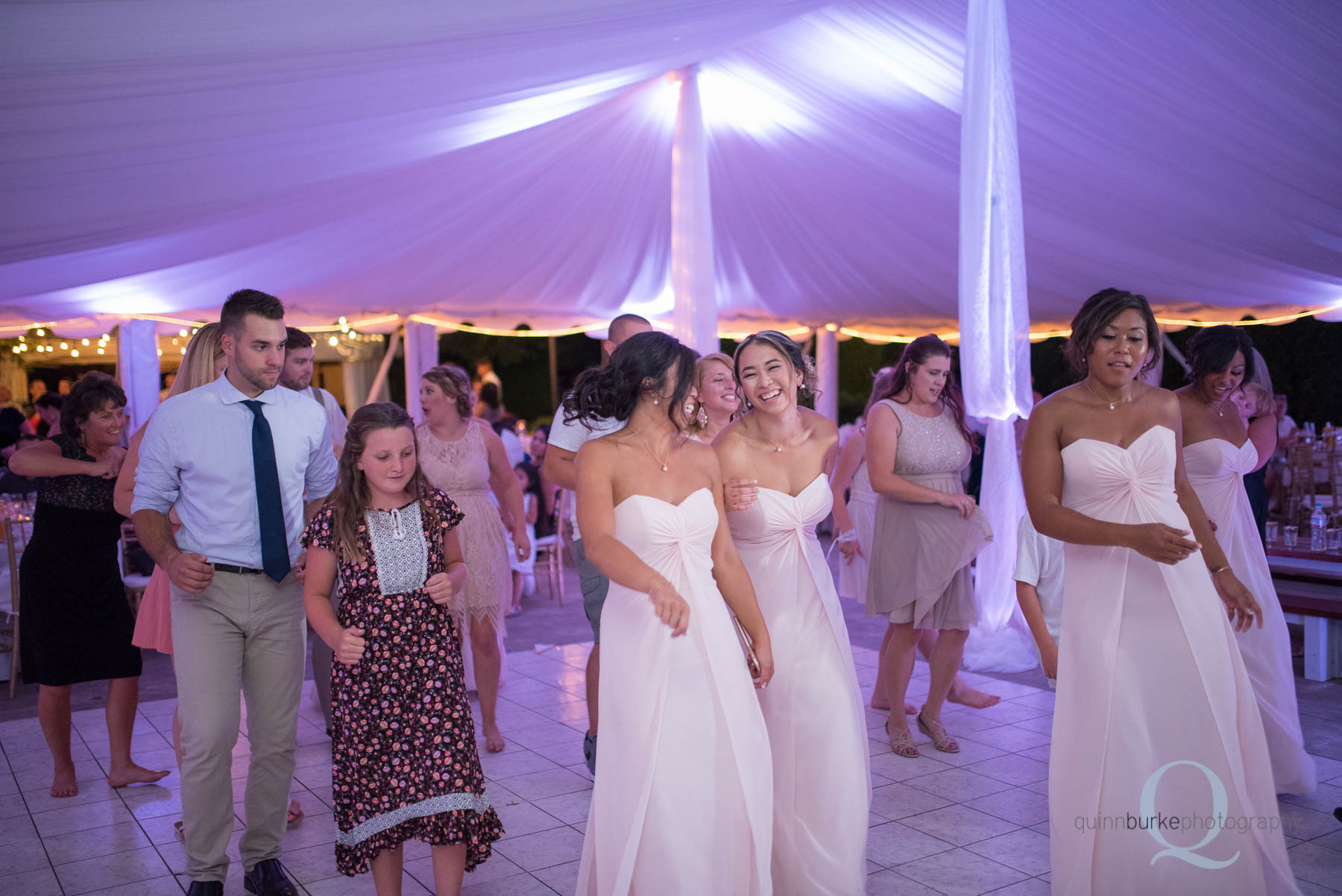 Abernethy Center Portland Wedding bridesmaids dancing