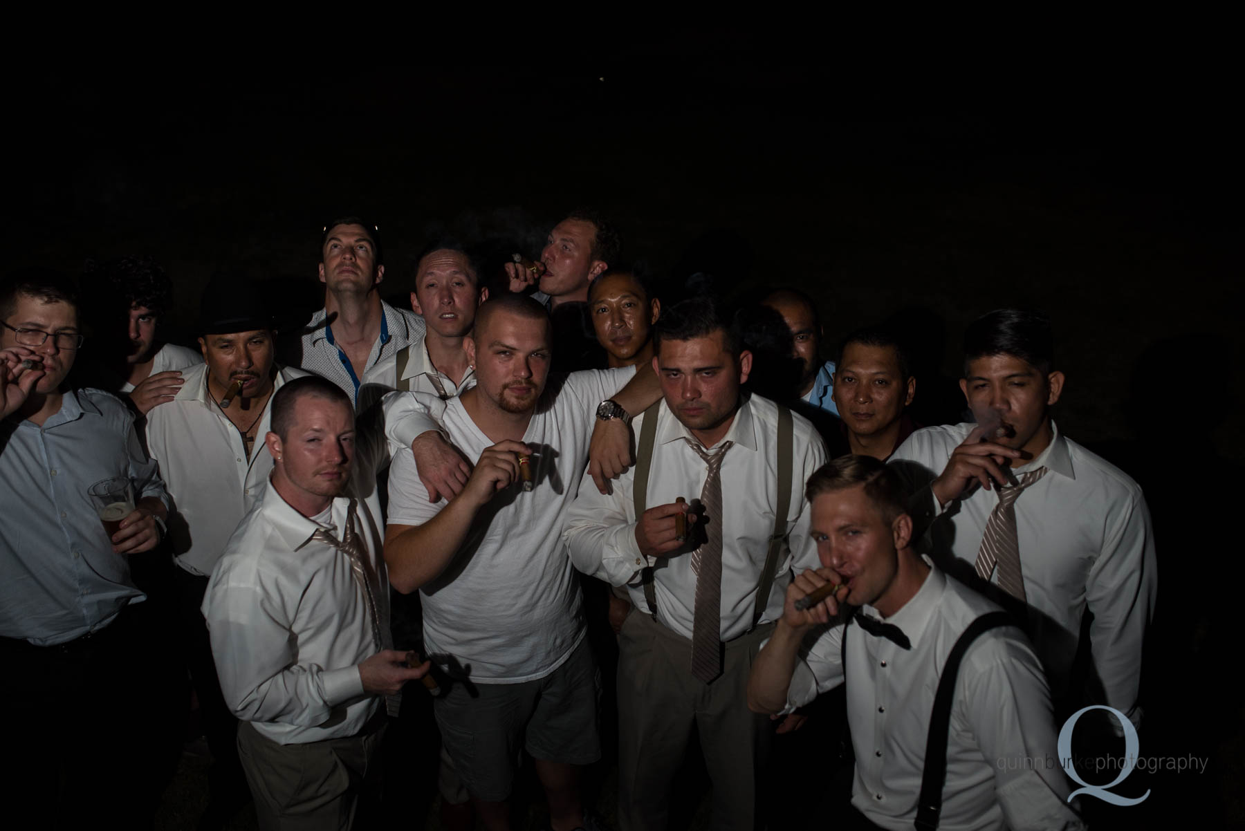 Abernethy Center Portland Wedding groomsmen night portrait