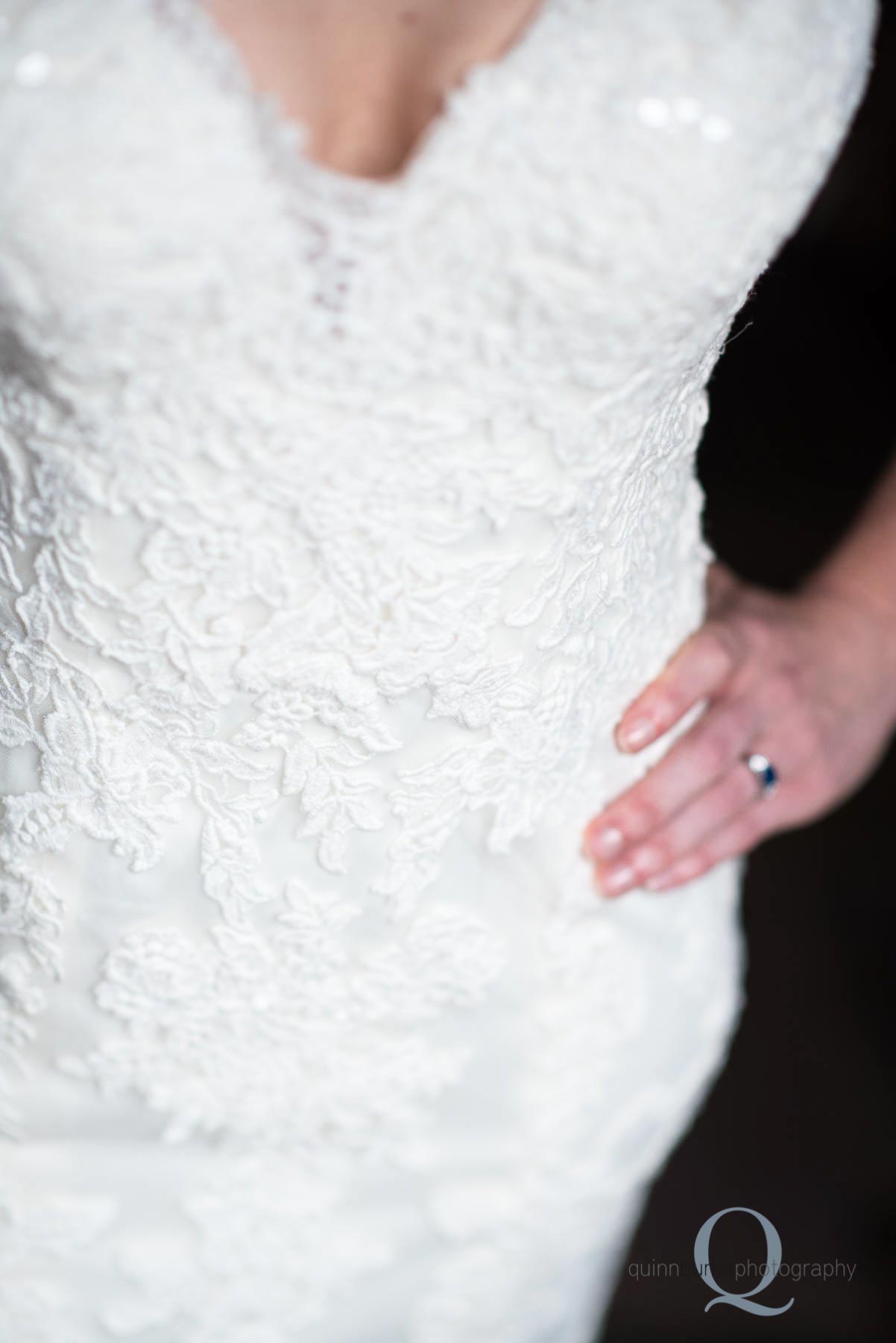 details of bride's dress before wedding