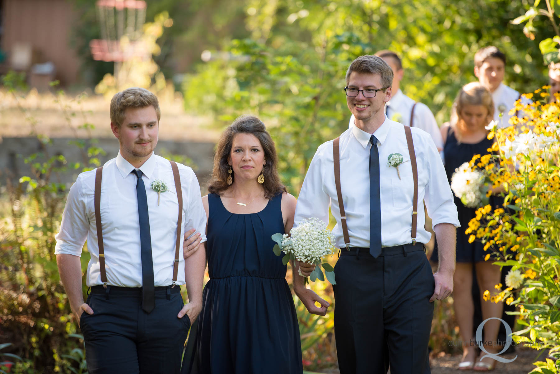 wedding party processional at rons pond