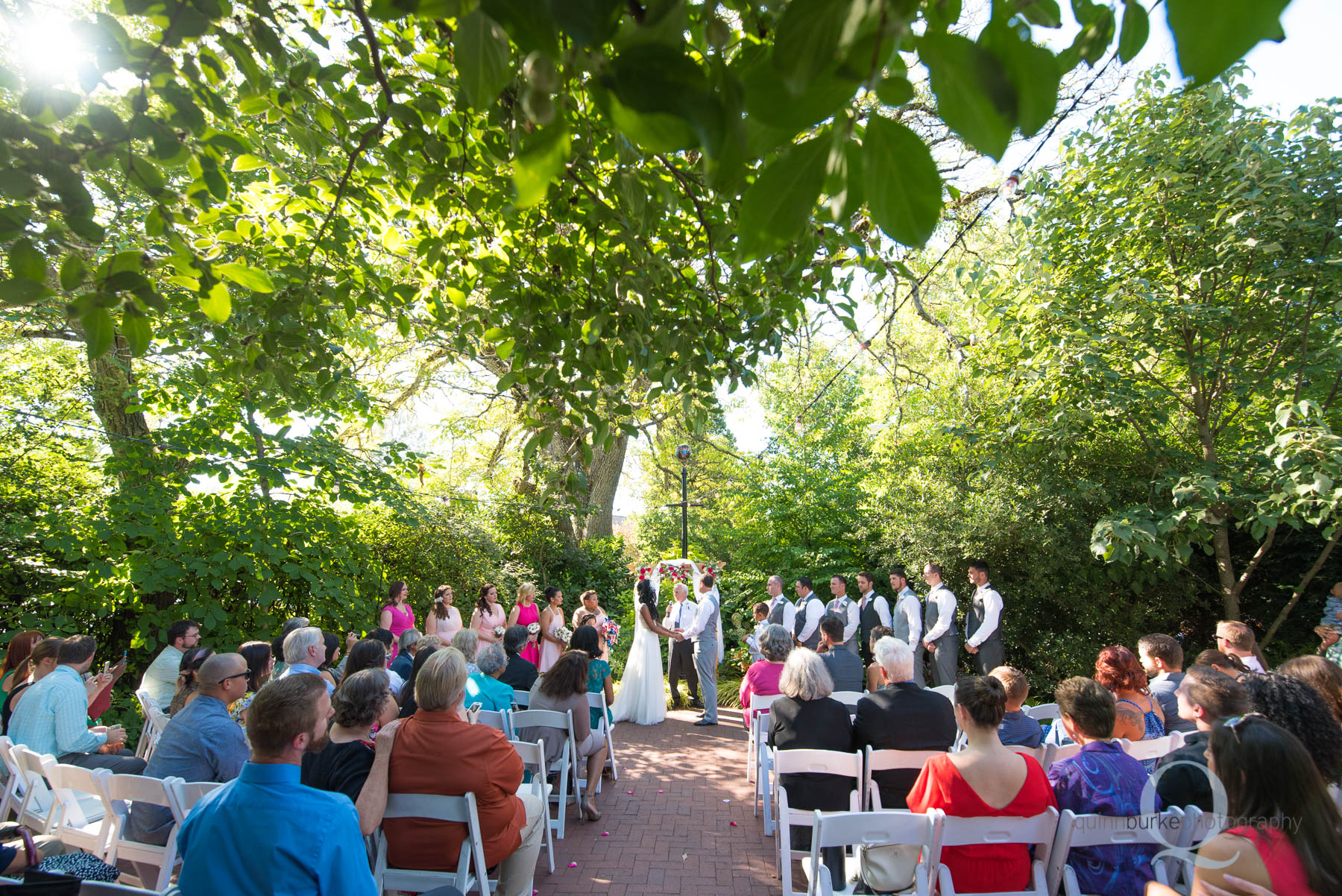 wide angle wedding ceremony at Mcmenamins edgefield