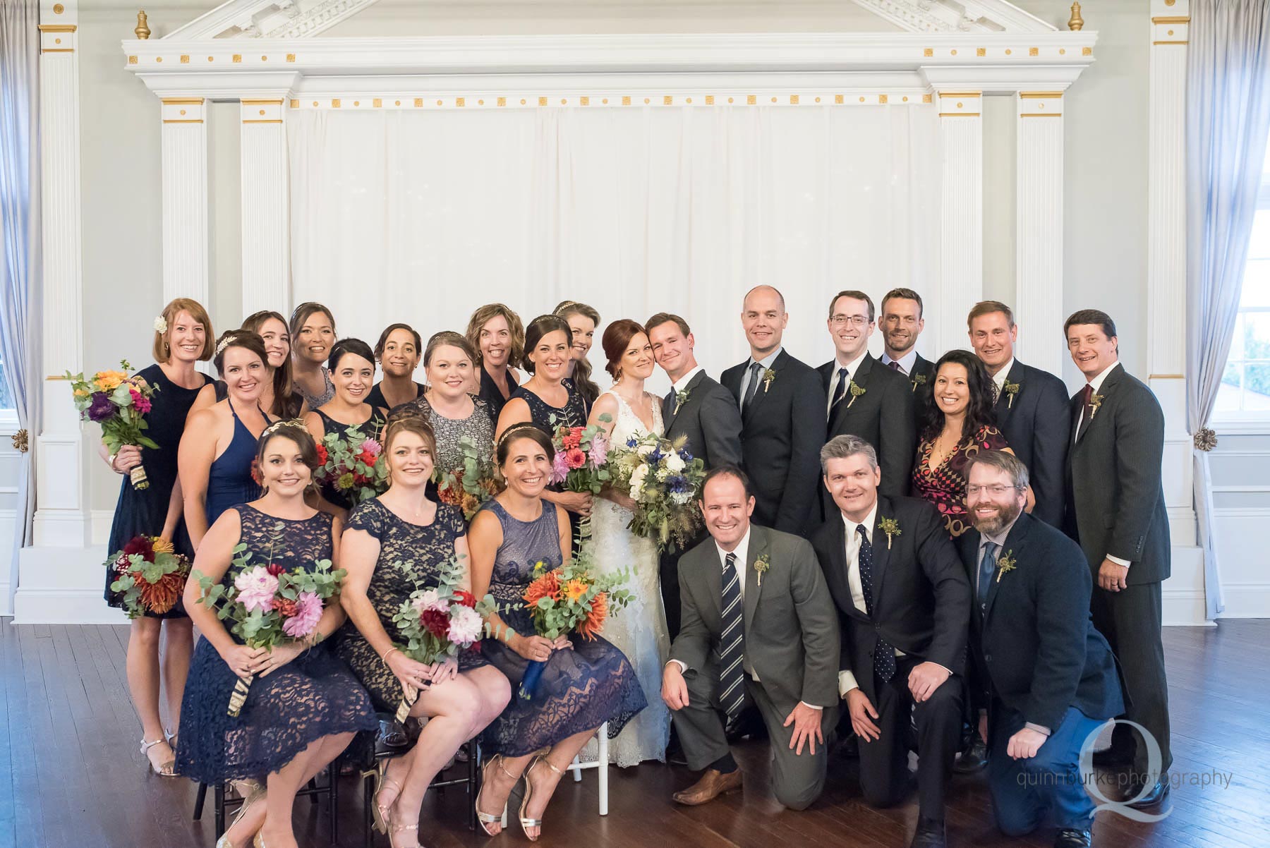 large wedding party after wedding ceremony Old Schoolhouse Newberg