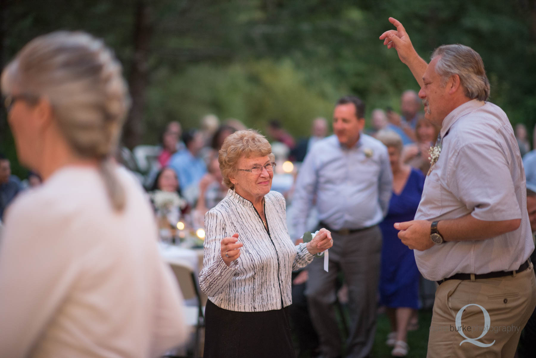 grandmother dancing during wedding ceremony at rons pond