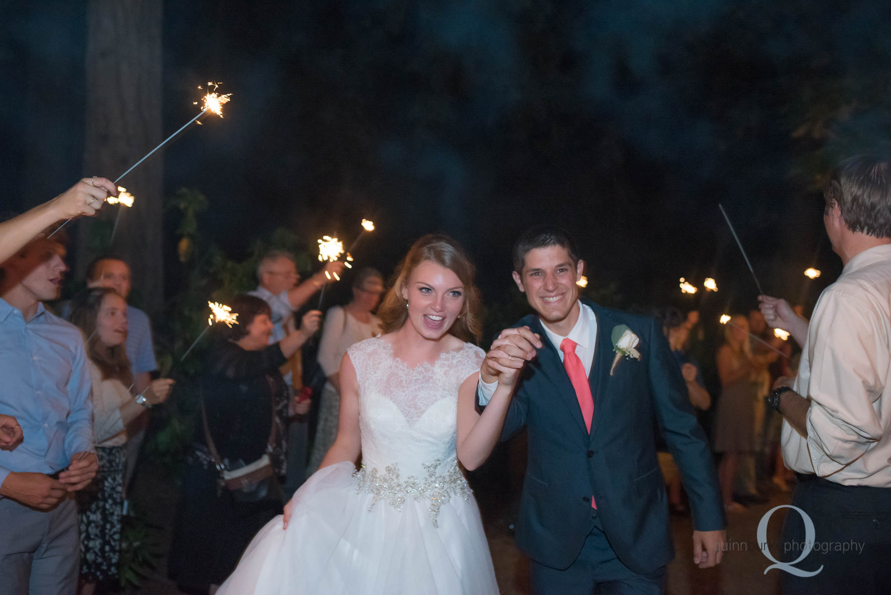 sparkler exit at rons pond wedding