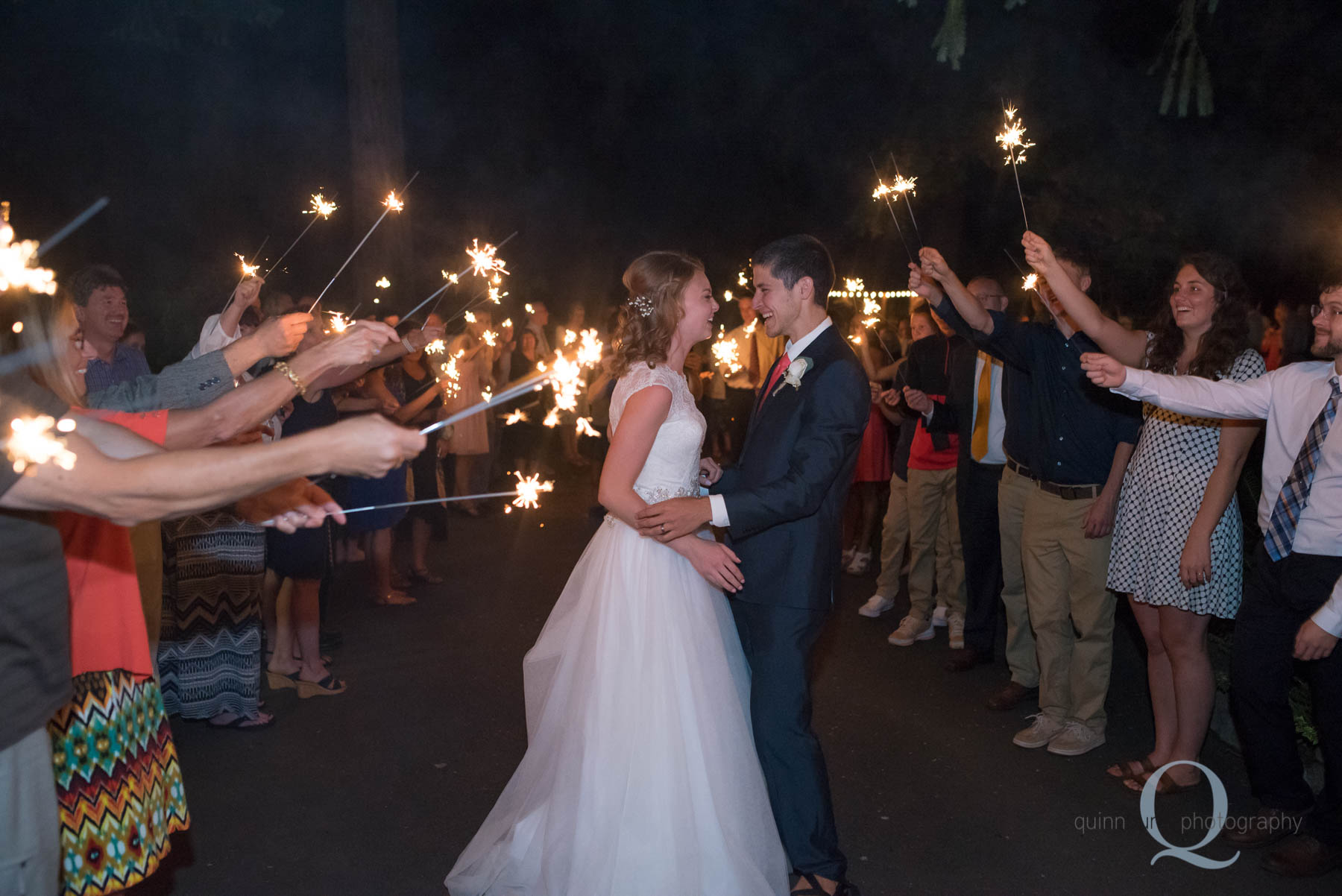 sparkler wedding exit at rons pond