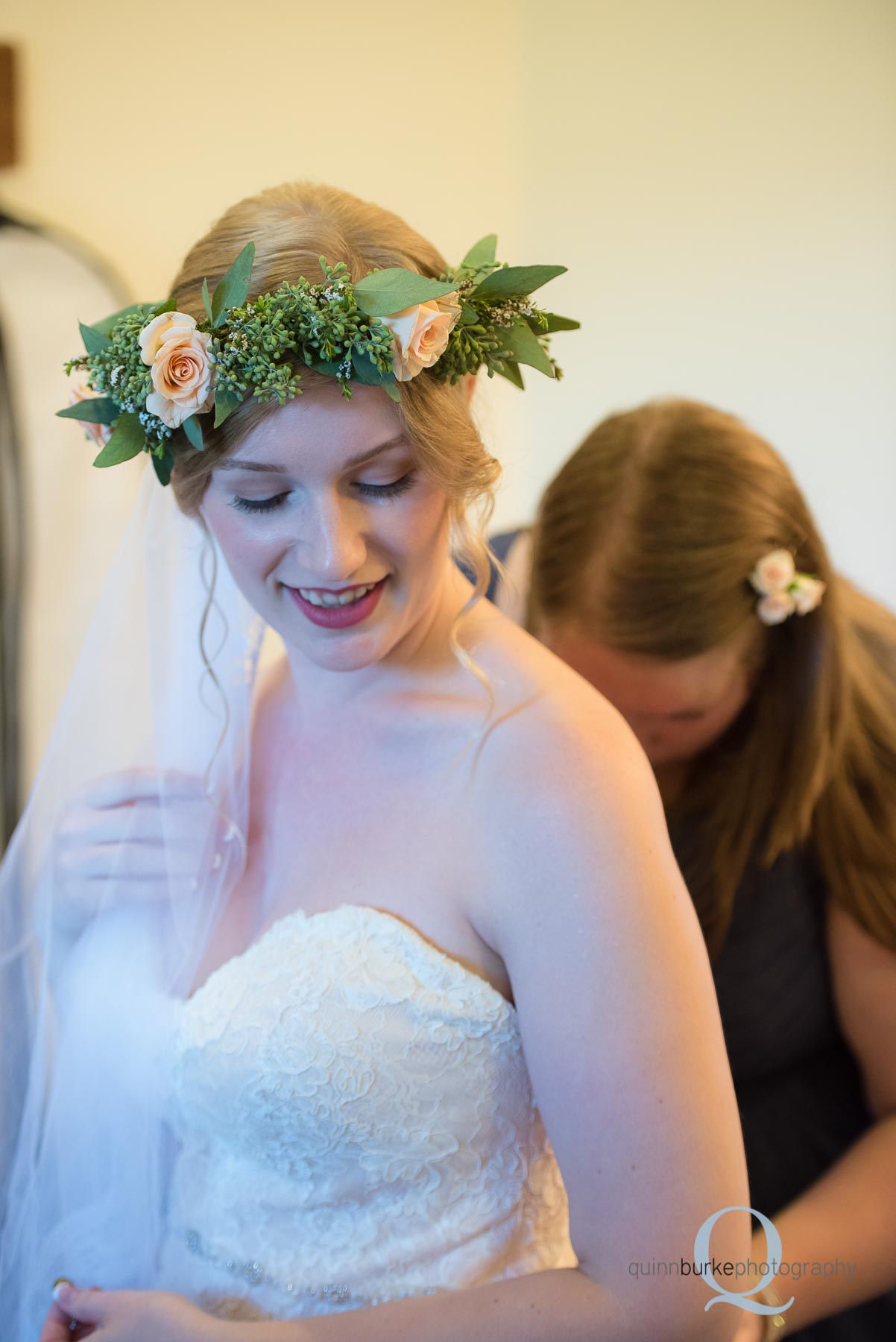 bride getting ready at Perryhill Farm