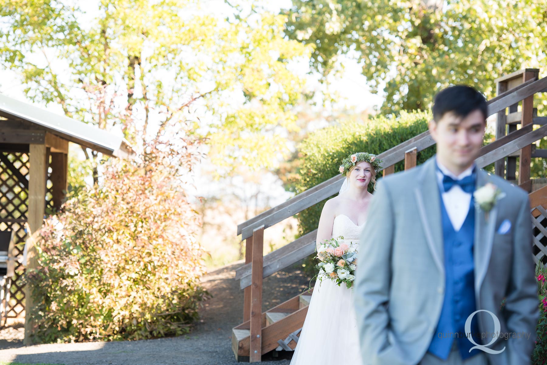 first look before wedding at Perryhill Farm