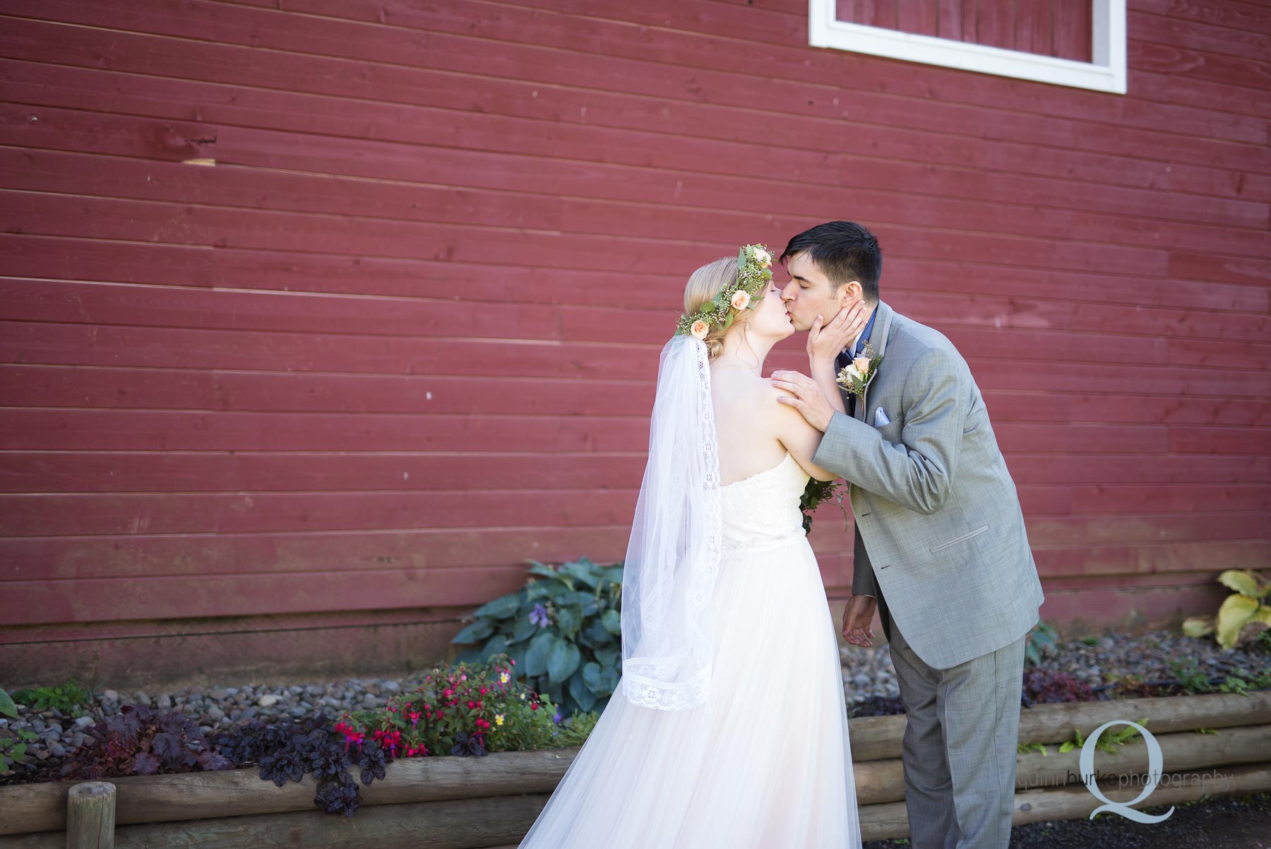 first look before wedding at Perryhill Farm oregon