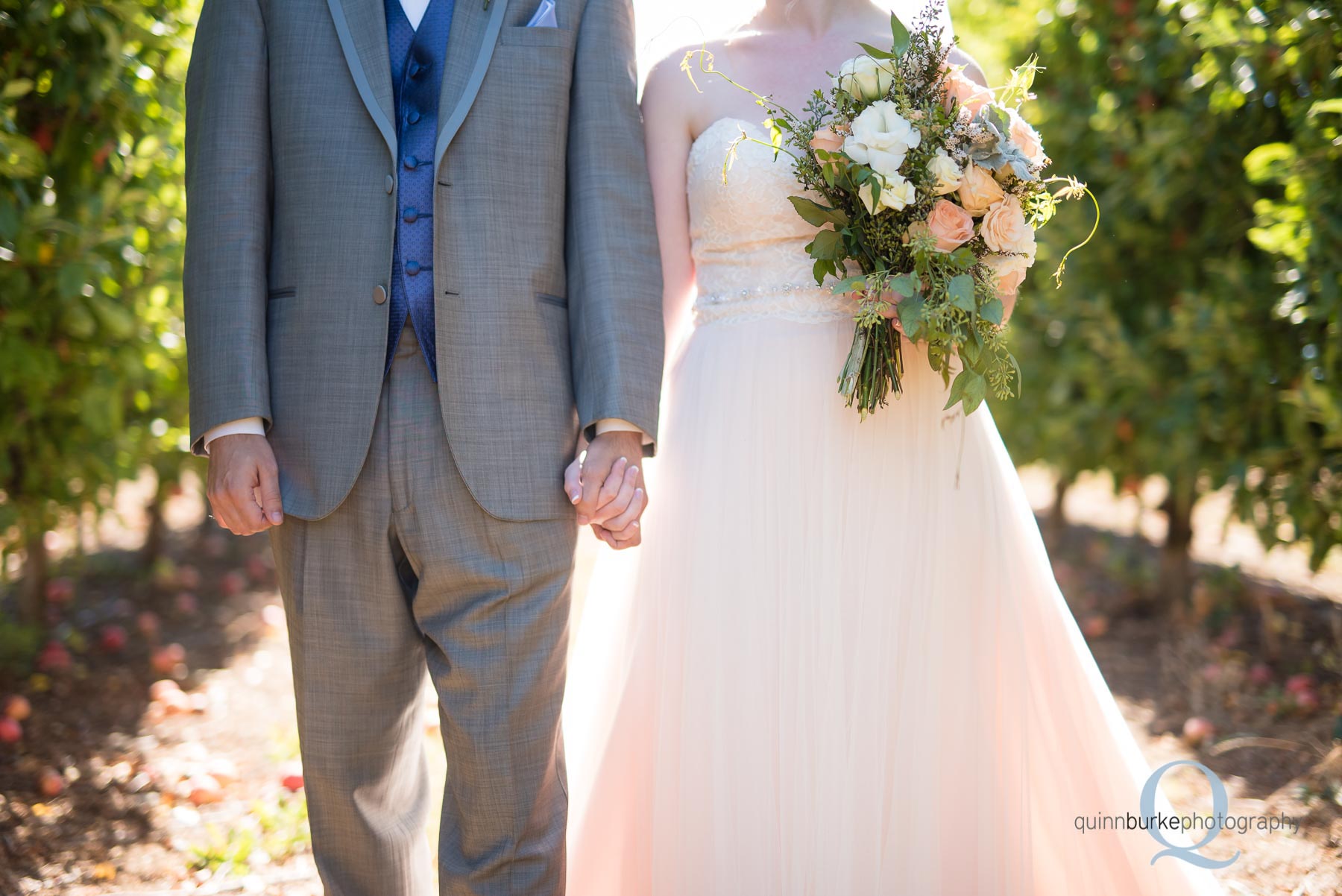 bride and groom holding hands before wedding Perryhill Farm