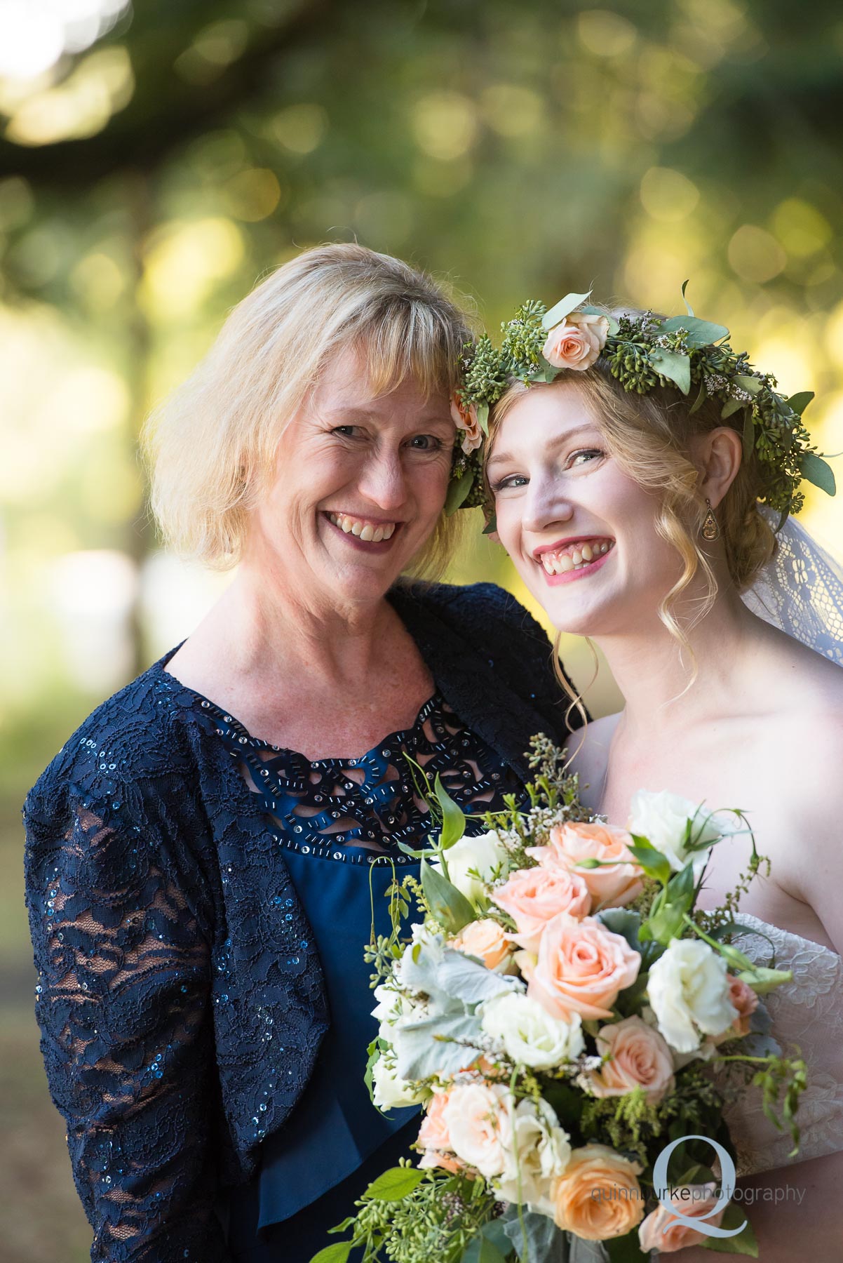 bride and mom portrait after wedding Perryhill Farm