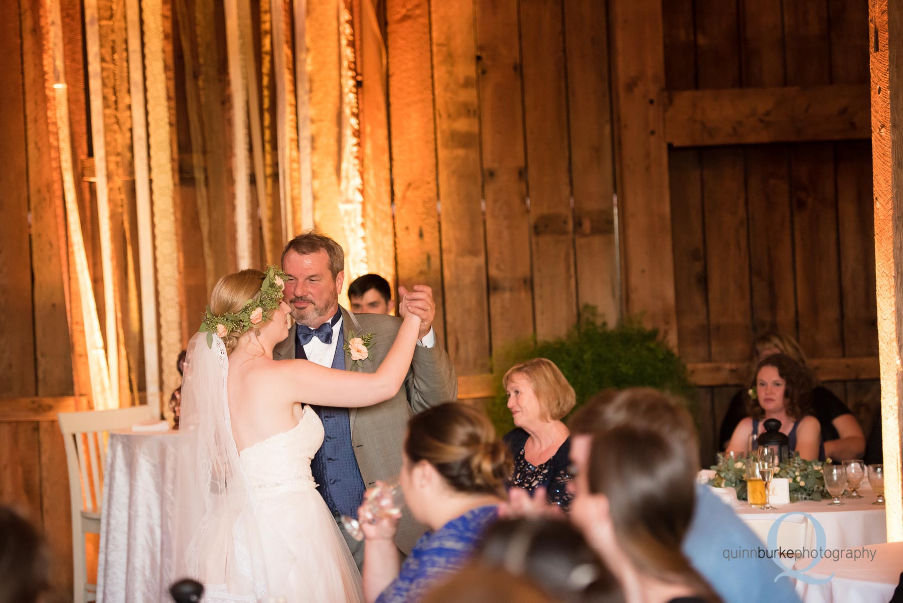 father daughter dance in barn wedding Perryhill Farm oregon