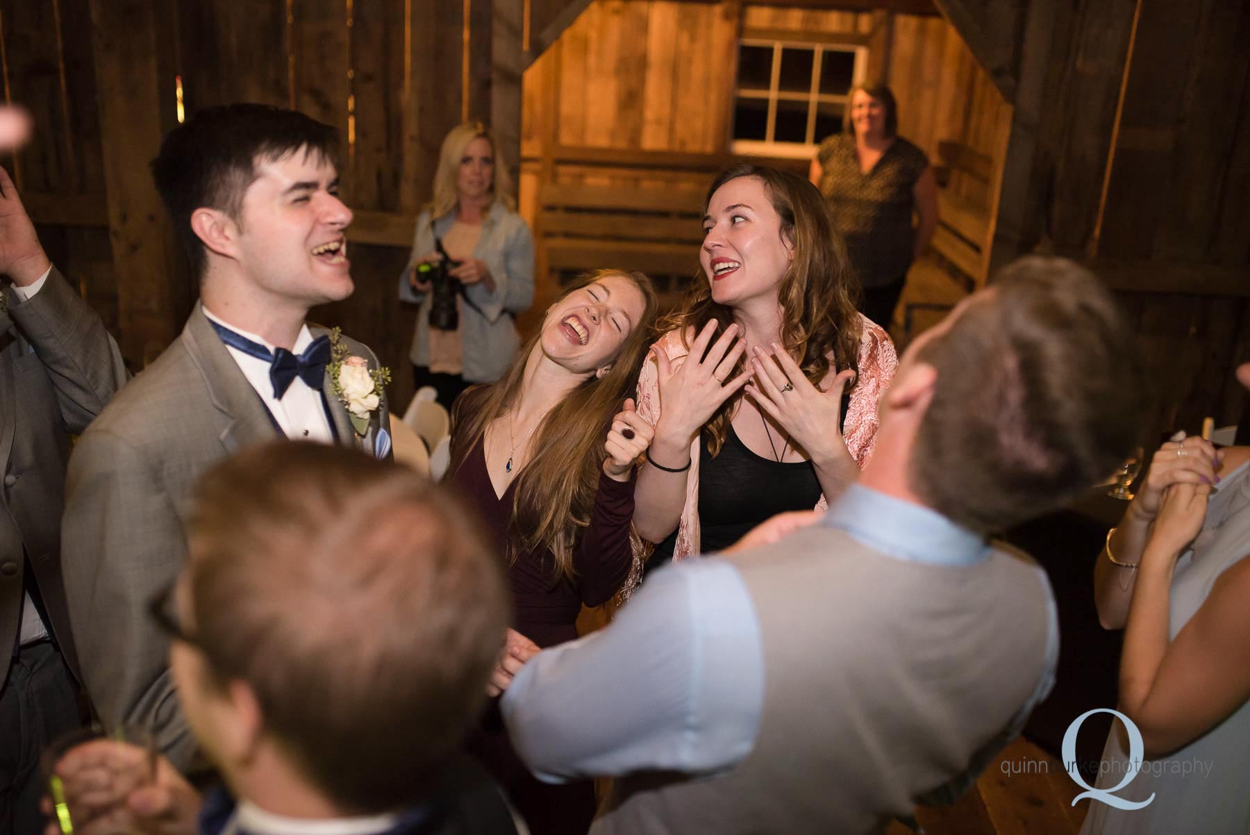 dancing in barn at Perryhill Farm wedding