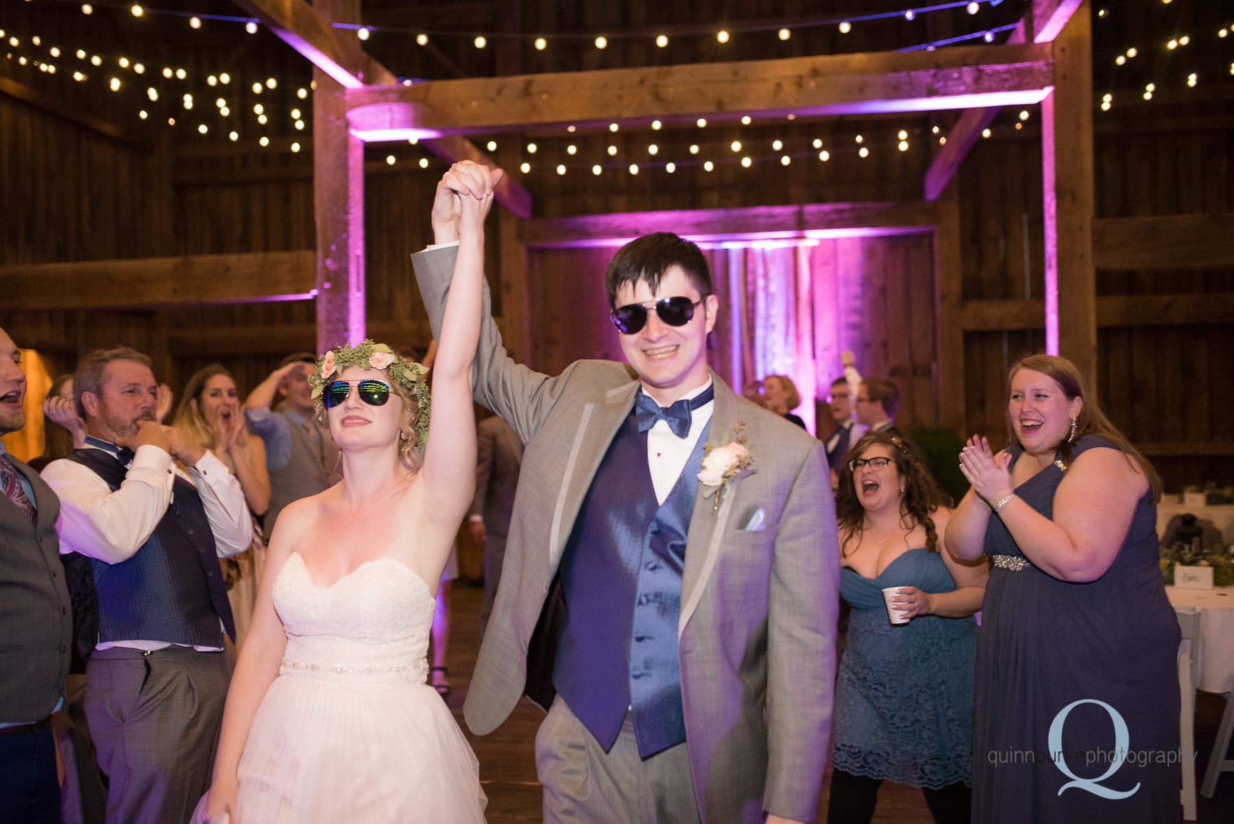 bride and groom exit Perryhill Farm barn wedding oregon