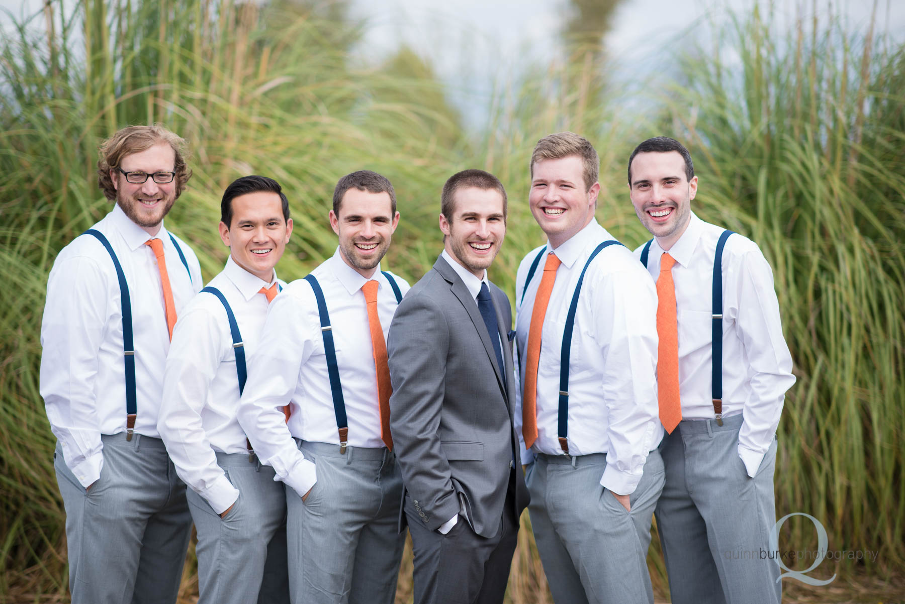 groom and groomsmen at Green Villa Barn before wedding