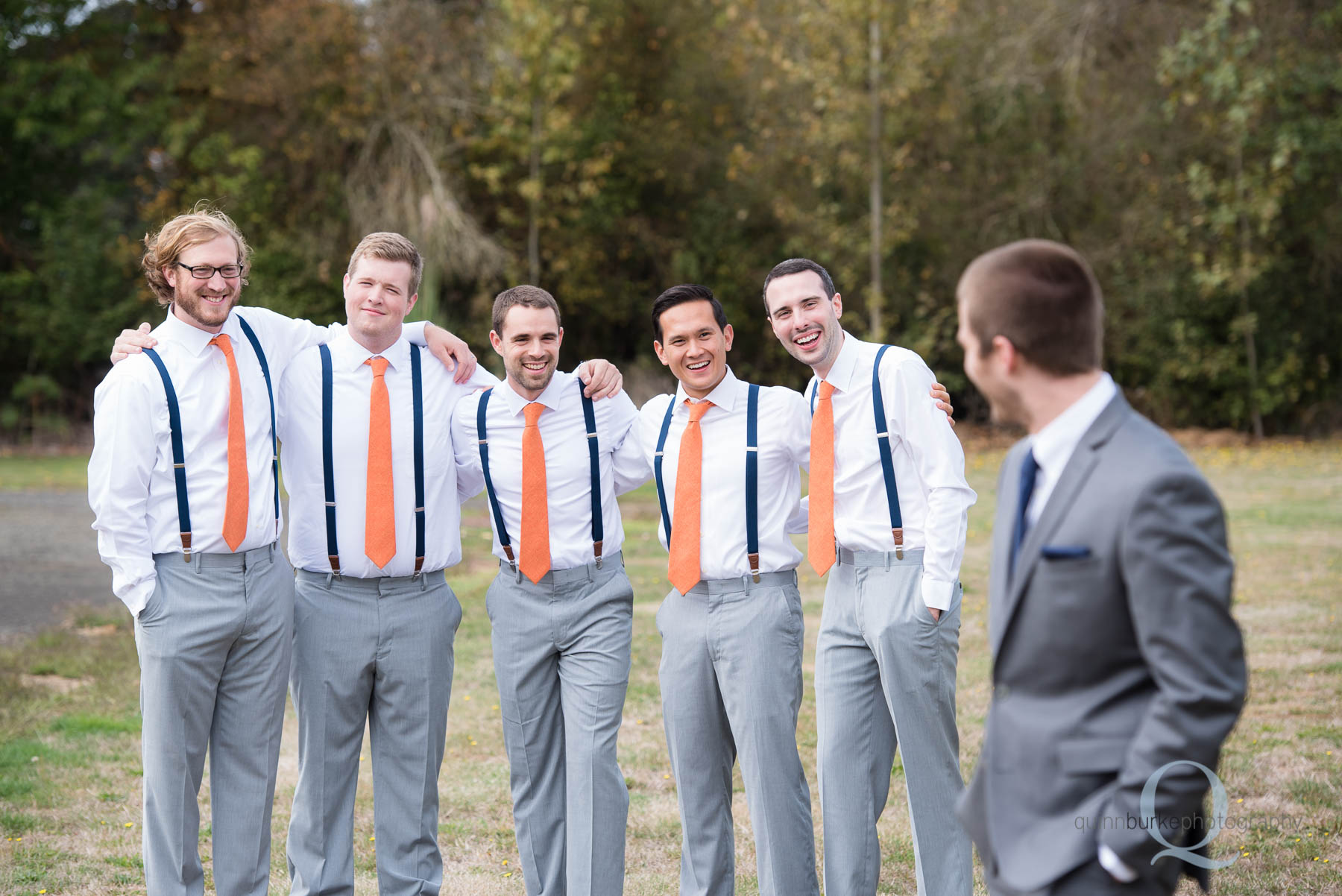 groom party Green Villa Barn wedding