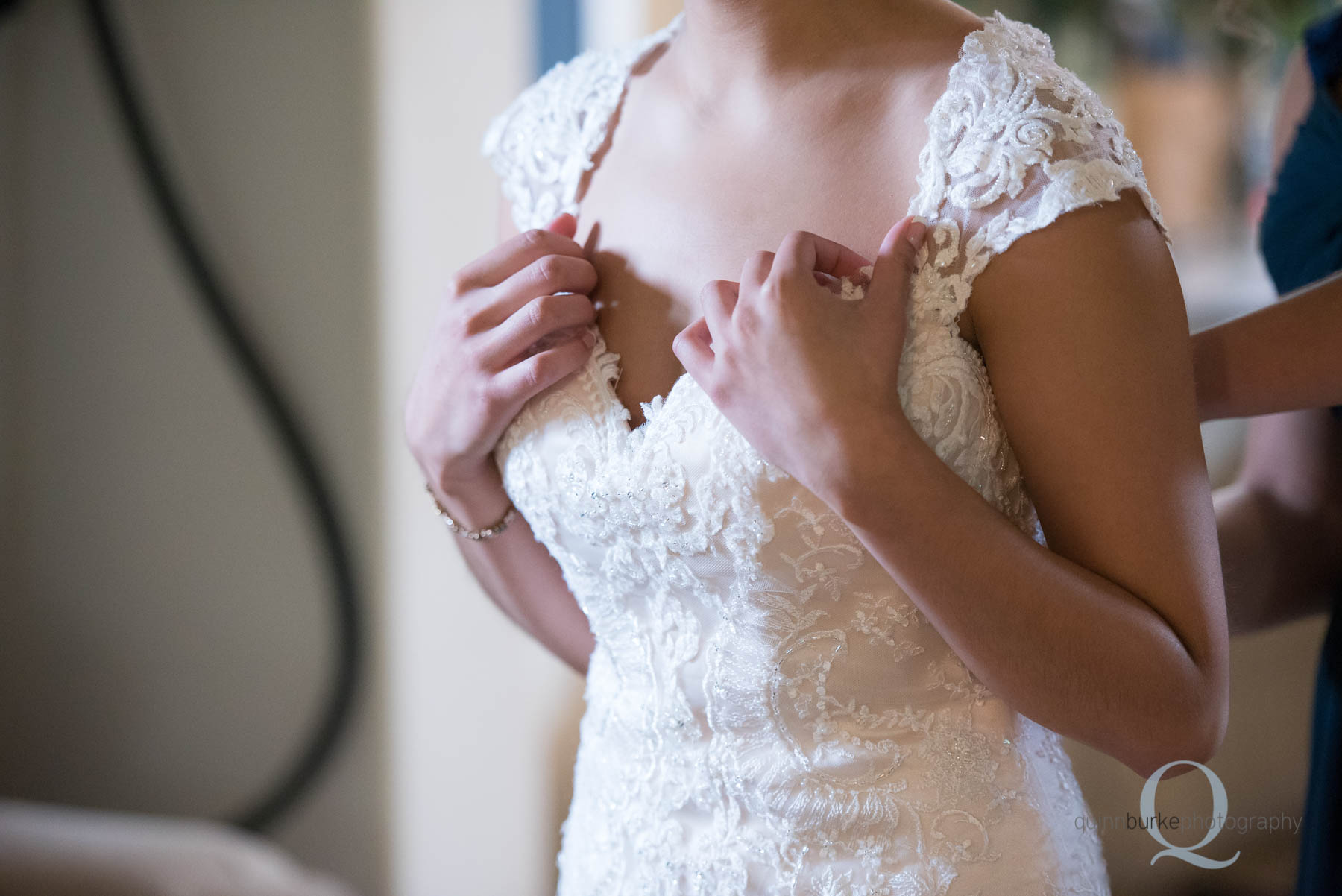 bride getting ready at Green Villa Barn