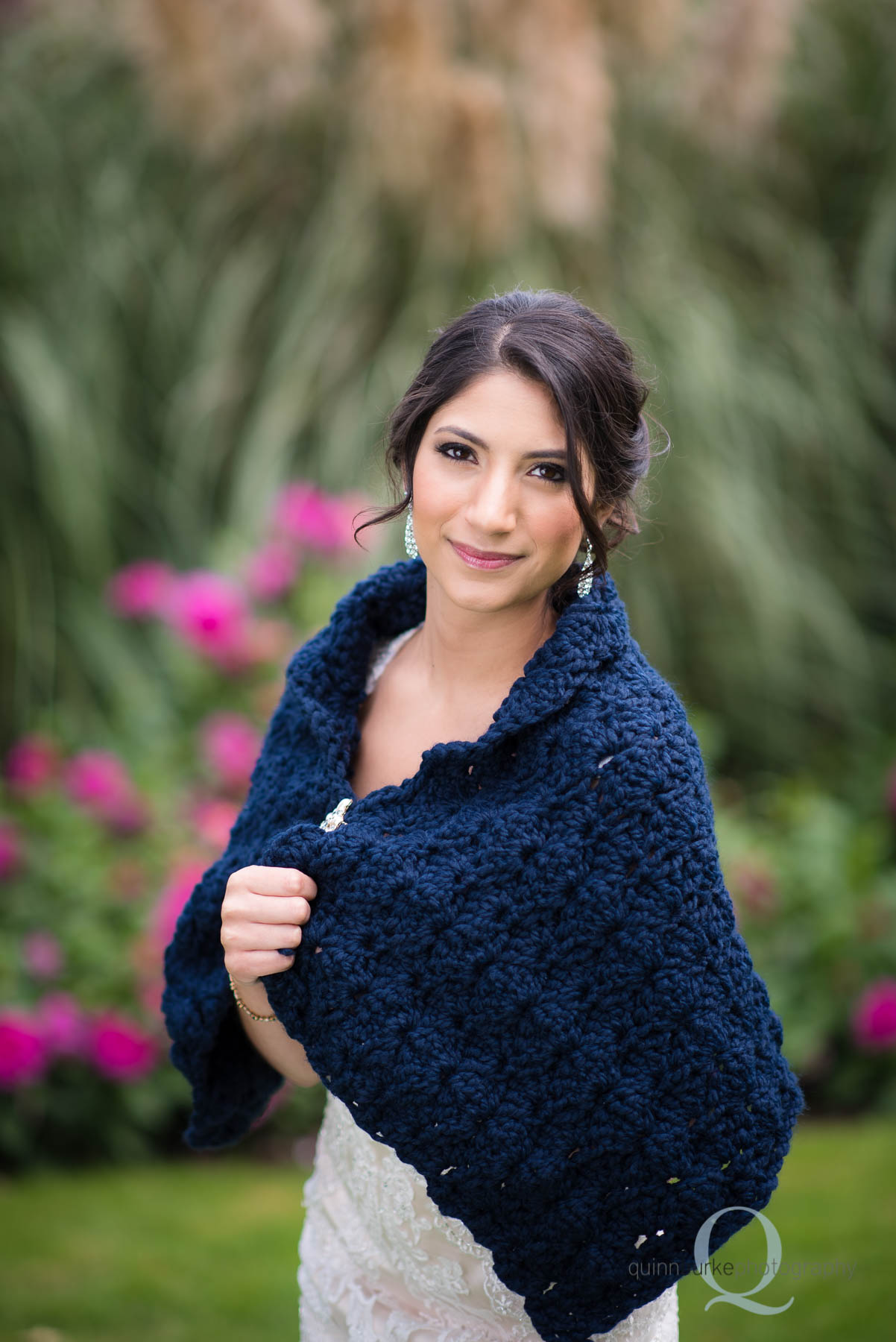 bride with shawl at Green Villa Barn wedding