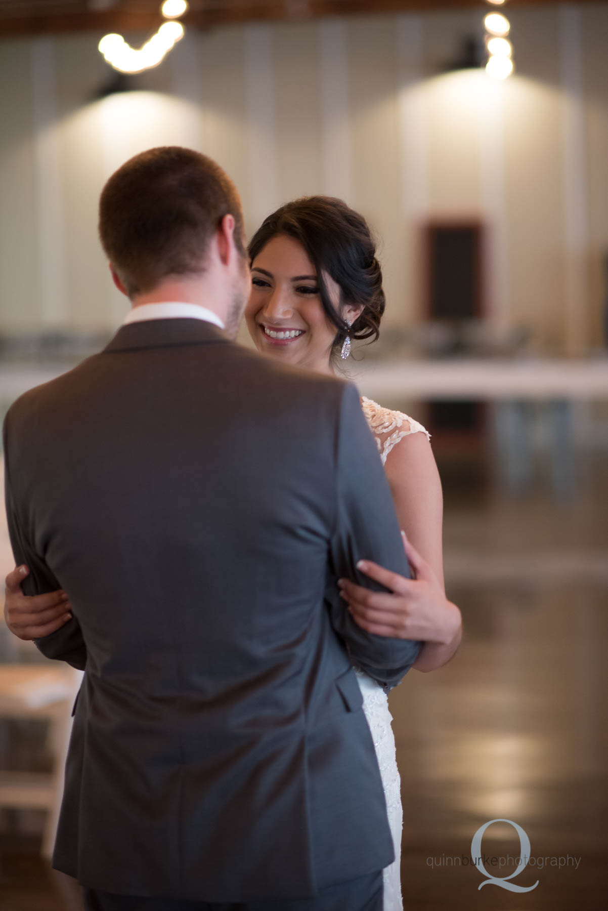 bride and groom first look Green Villa Barn wedding