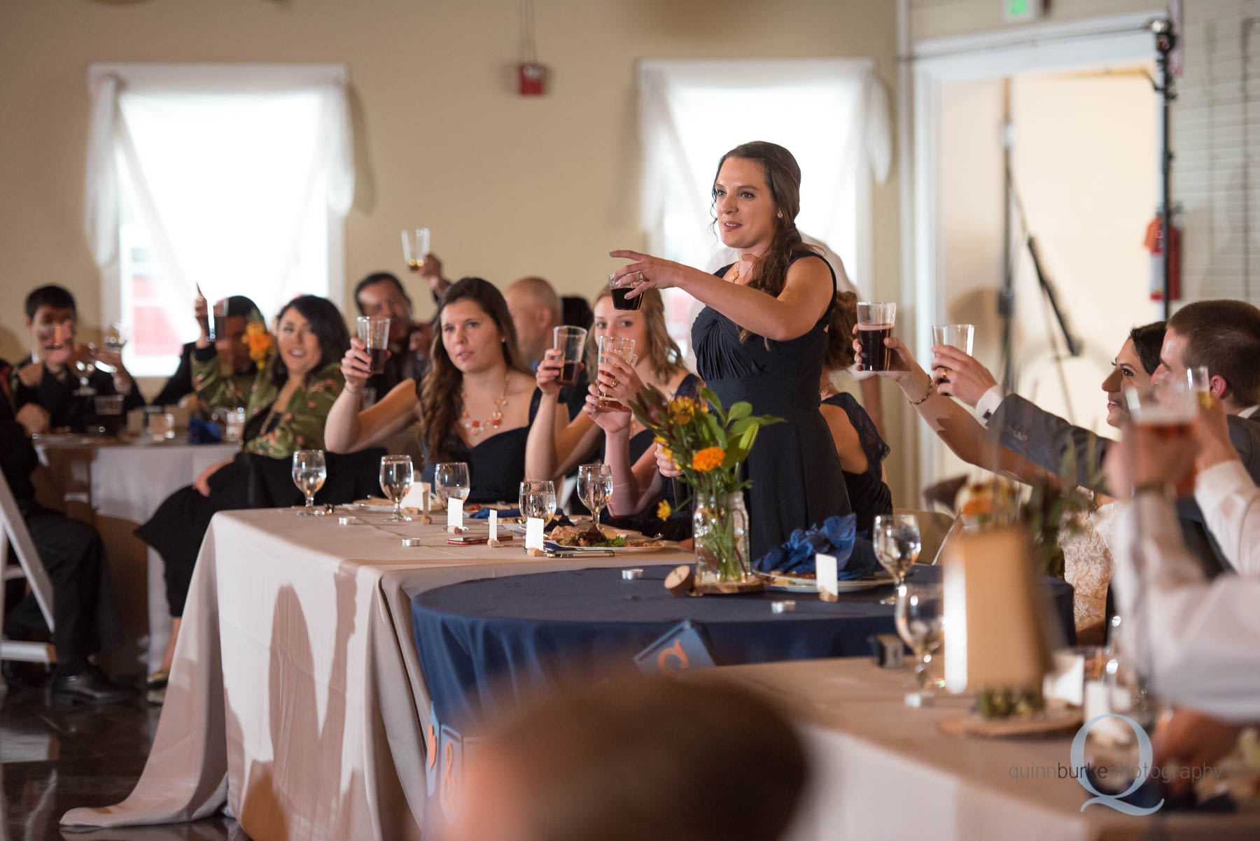 bridesmaid toast at Green Villa Barn