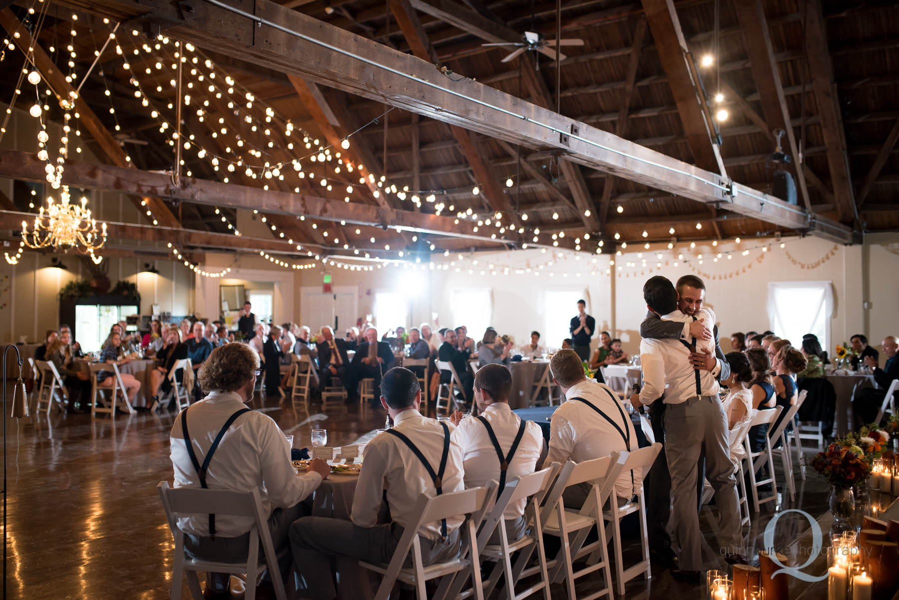 toasts during reception Green Villa Barn wedding