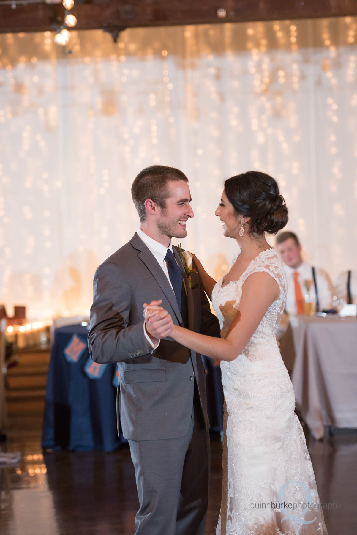 Green Villa Barn first dance in barn wedding