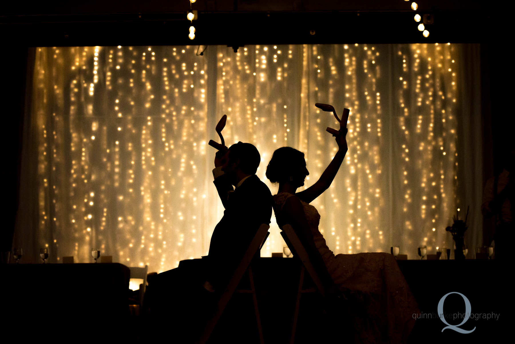 silhouette shoe game Green Villa Barn wedding reception