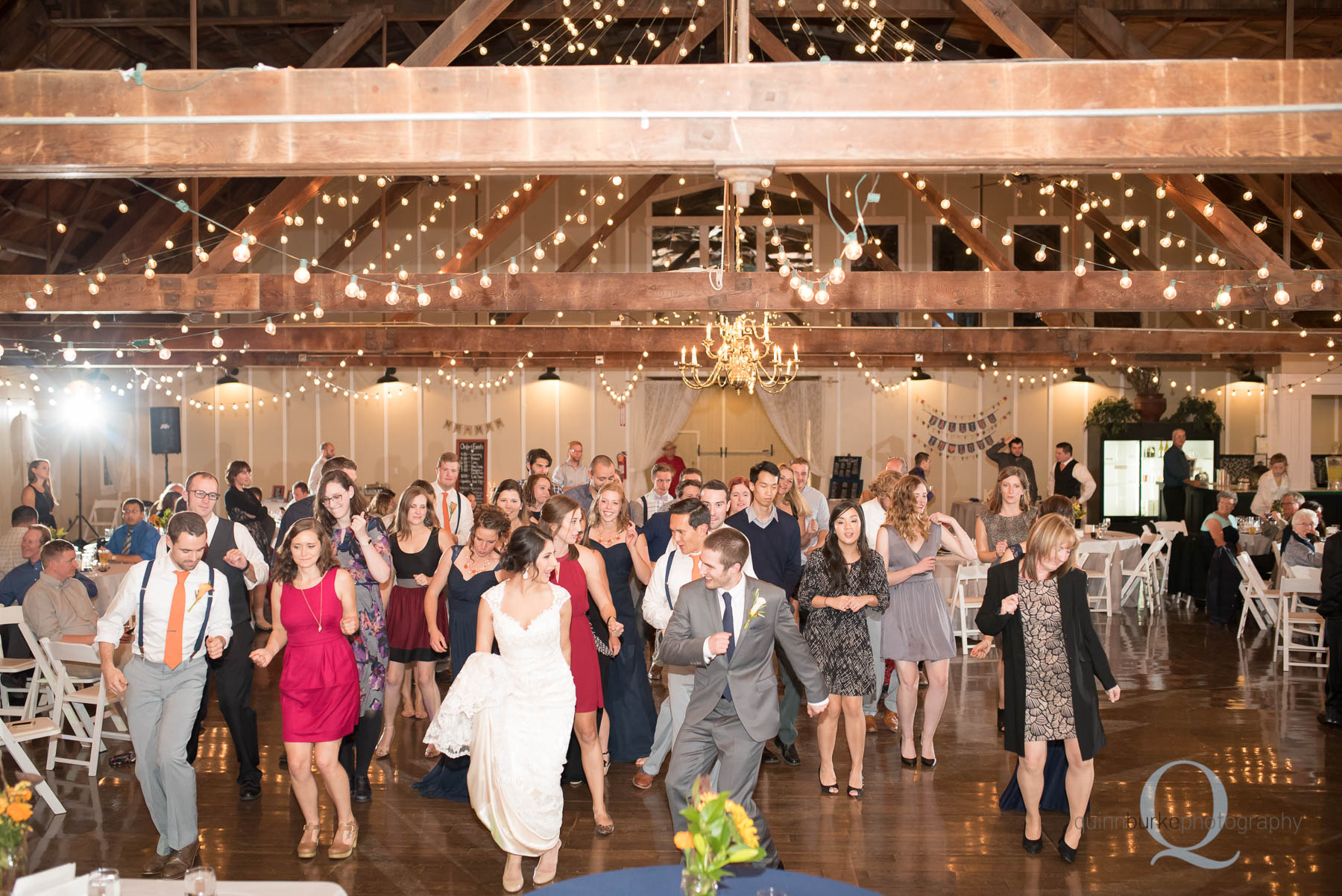 wedding reception dancing at Green Villa Barn