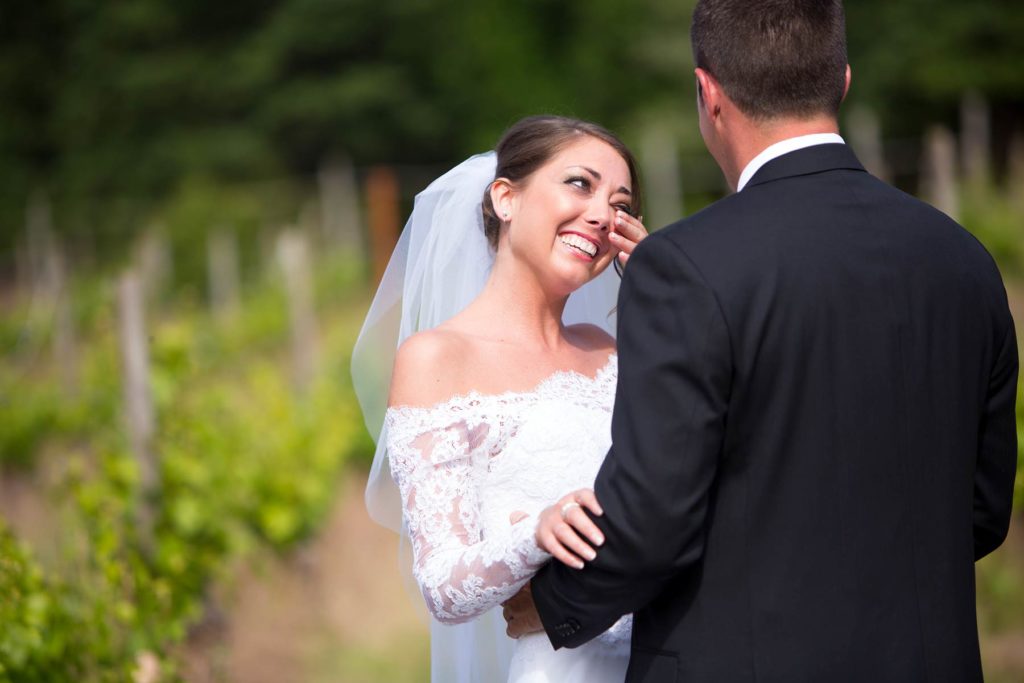 bride groom first look winery wedding silvan ridge salem oregon photographer